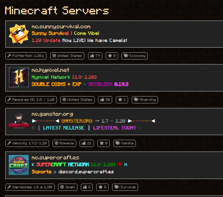 Best List of Minecraft Servers 